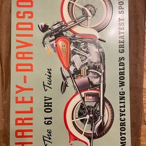 Harley-Davidson 61 OHV Twin Poster in Red and Cream